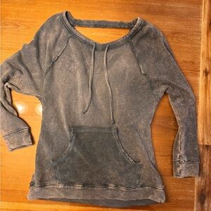 Free People Women’s Sweatshirt Blue Distressed Long Sleeve Cross Back small